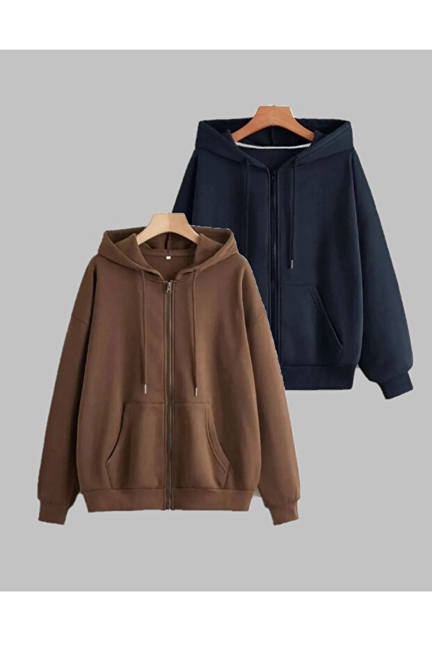 2-Pack Unisex Zippered Pocket Hooded Sweatshirt Daxi̇s Sportwear Company