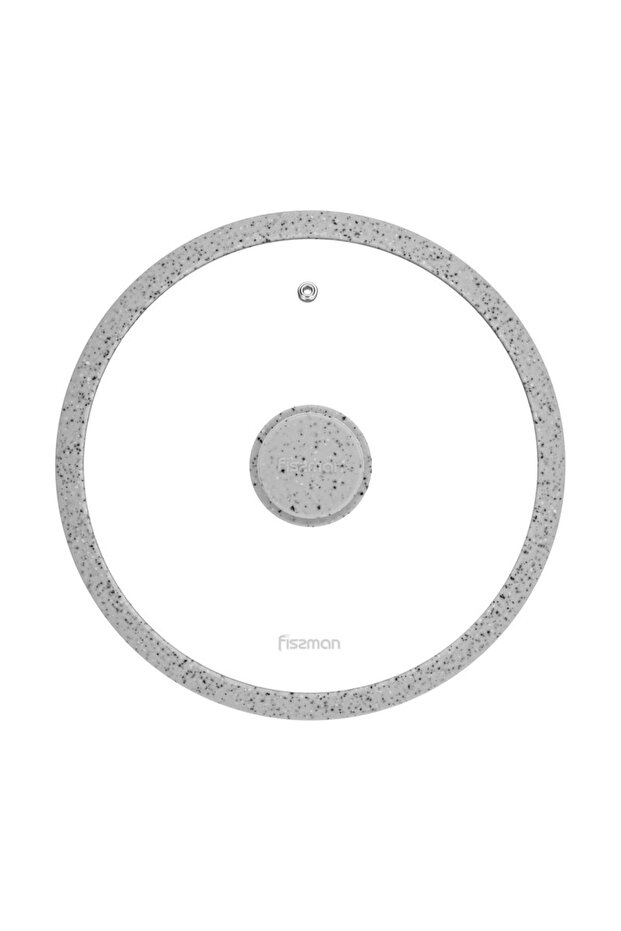 Glass Lid 24cm Arcades With Marble Silicone Rim Grey
