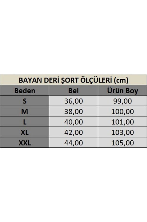 Kadın Bej Deri Şort - 7