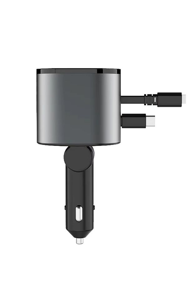 100w 6 In 1 geri çekilebilir araç şarj USB tip C kablo araba Bluetooth hızlı şarj adaptörü Uyumlu - 4