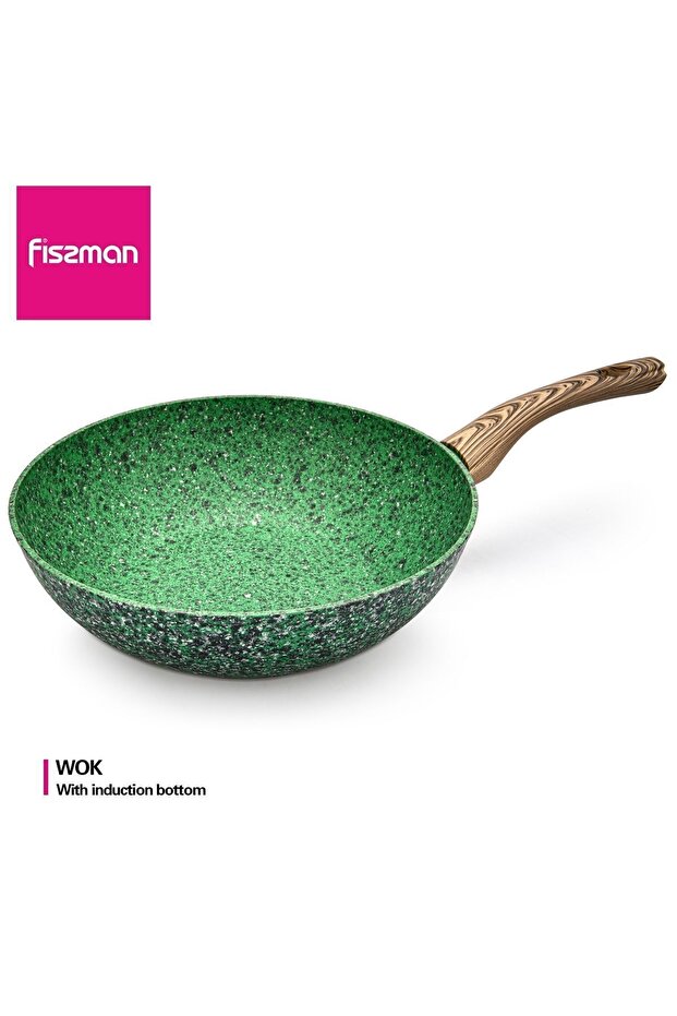 Wok Pan Malachite Series With Aluminum And Induction Bottom Green 28x8cm