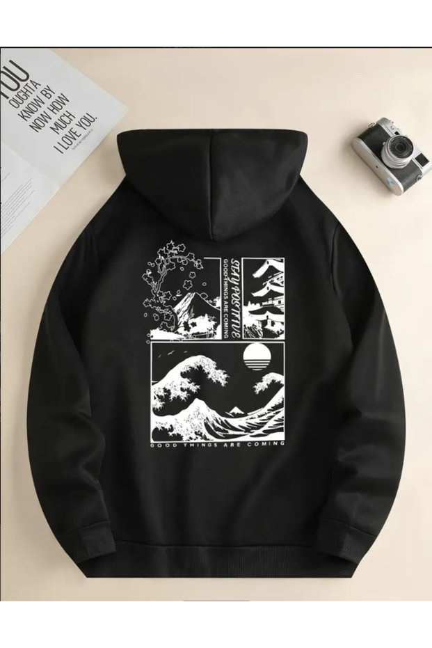 سويت شيرت للجنسين مطبوع عليه Mountain Sun Sakura