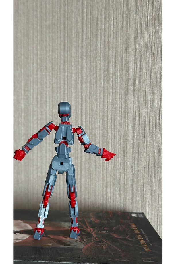 Lucky 13 Oynar Eklemli Robot Figür - Titan13 - Dummy Oyuncak Gri Kırmızı 14cm - 5
