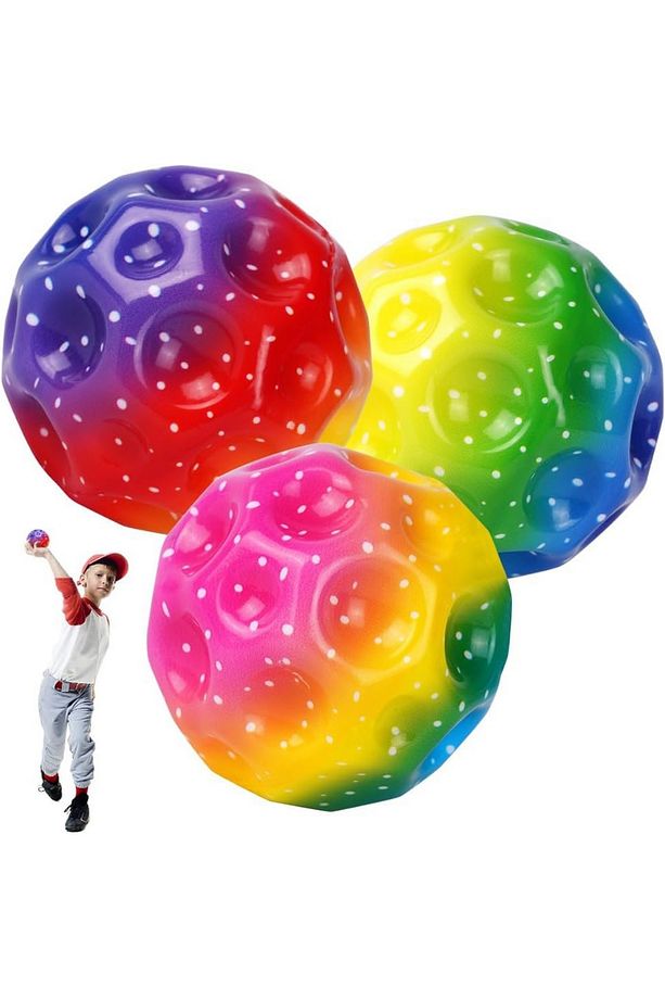 Ay Şeklinde Rengarenk Yükseğe Zıplayan Top Süper Uzay Topu Stres Topu Bouncer Ball 1 Adet - 4