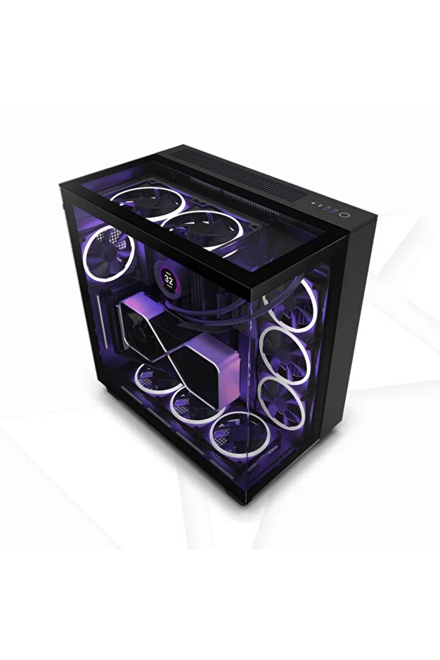 حافظة H9 Elite مع مراوح RGB باللون الأسود