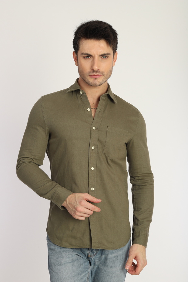 Slim Fit Men's 100% Cotton Long Sleeve Shirt 3 Colors