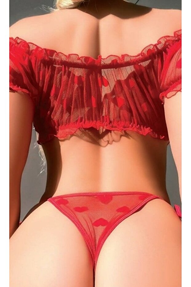 Red Transparent Bra Set 3668 - 2