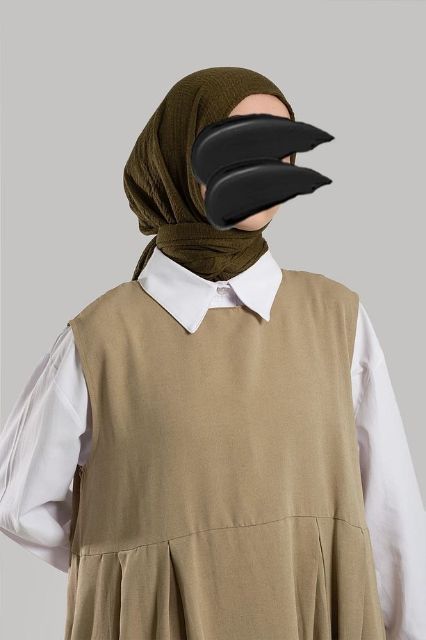 Soft Yeşil Keten Jile Elbise - 4