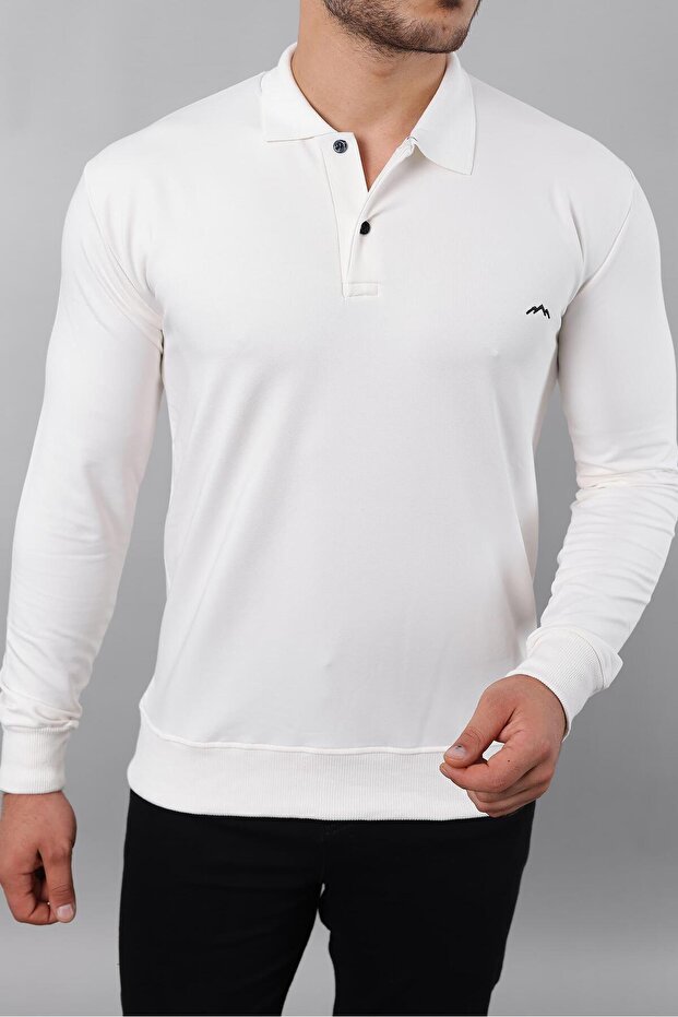 Plus Size Polo Collar Sweatshirt - 1