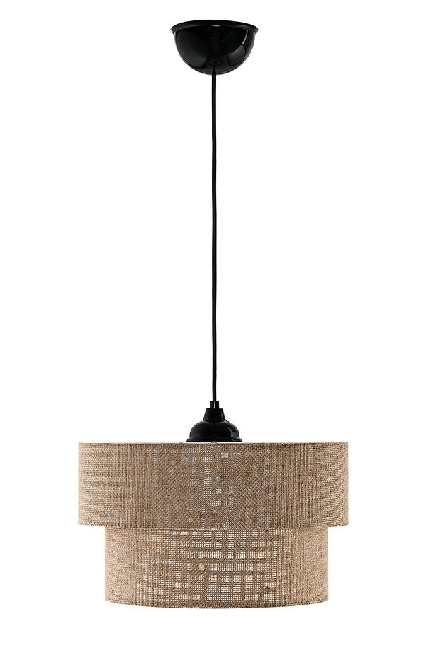 Jüt İp Kumaş Hasır Natural Rattan Sarkıt Avize - 5