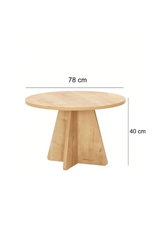Mantar Tekli Zigon- Orta Sehpa Safir Meşe 78 Cm - 3