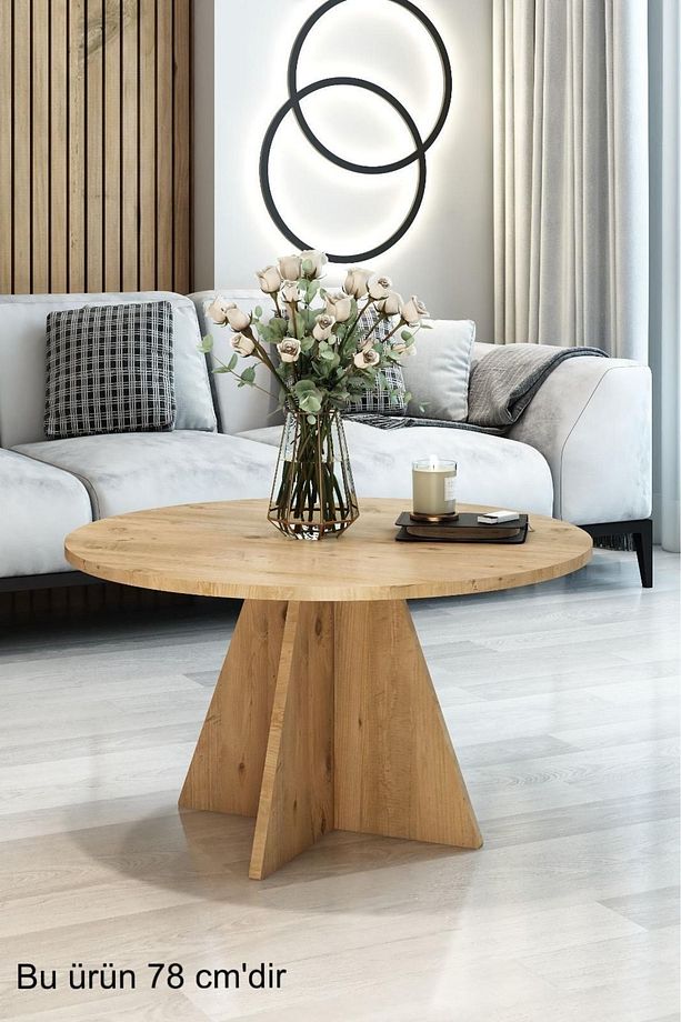 Mantar Tekli Zigon- Orta Sehpa Safir Meşe 78 Cm - 1