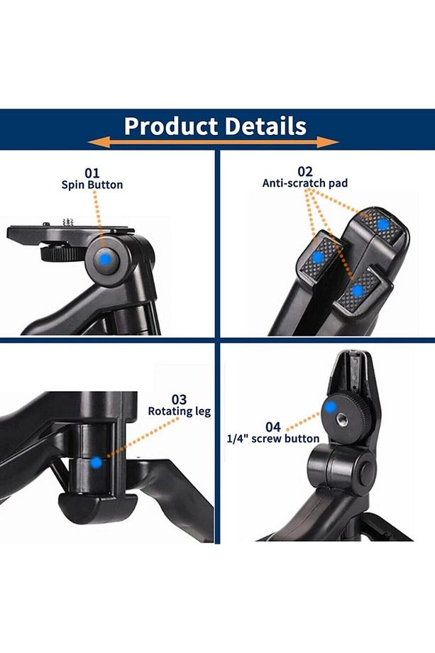 Cep Telefonları , DSLR ve Aynasız Makineler ve Gopro vb ile Uyumlu Çok Fonksiyonlu Mini Tripod - 2