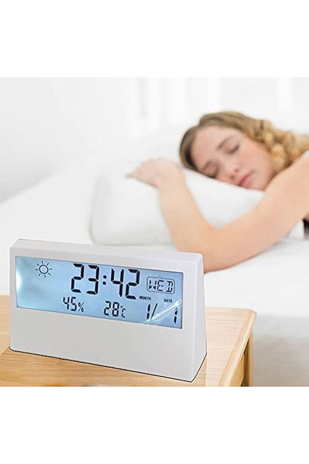Çok fonksiyonlu dijital akıllı saat nem termometre hava durumu alarm takvim Aydınlatma - 2