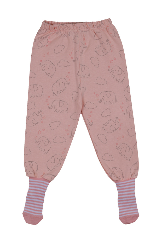 Baby's Bottom Pajamas with Booties - Trousers with Self Socks and Different from Visual - 1