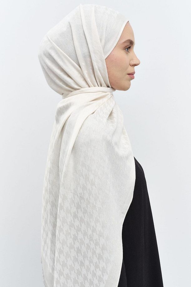 Kazayağı Desen Şal - Ekru - 3