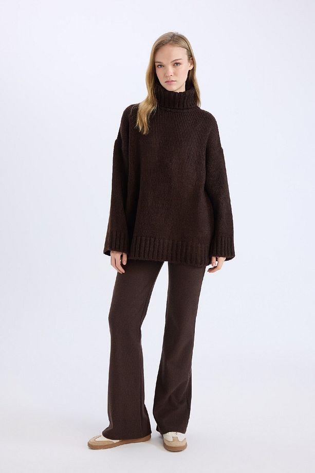 Oversize Geniş Kalıp Balıkçı Yaka Basic Düz Triko Kazak Tunik A6445AX24CW - 2
