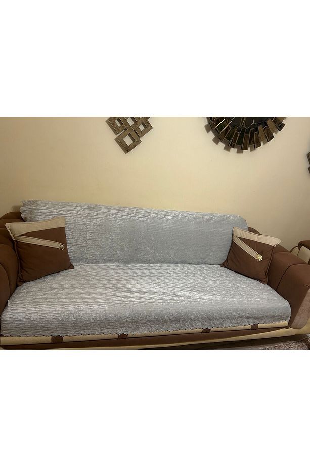 Süngerli Koltuk Örtüsü Yeni Moda açık gri Rengi 1 Adet 210*170 Cm - 3