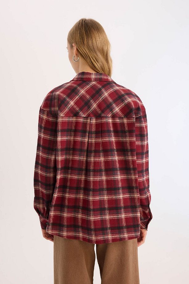 Coool Oversize Geniş Kalıp Kareli Flanel Uzun Kollu Oduncu Ceket Gömlek D5309AX24AU - 7