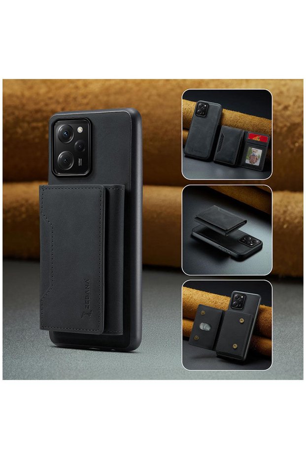 Xiaomi Poco X5 Pro 5g Compatible Case Zebana 2in1 Elite Class Leather Case with Wallet Black