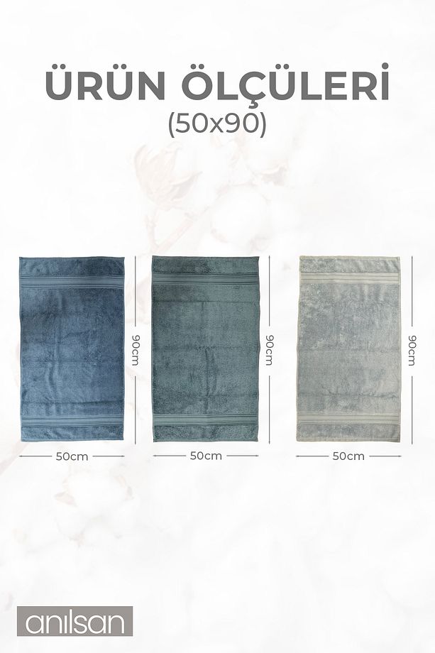 3'lü El Havlusu Seti %100 Pamuk- 50x90 Cm, %100 Pamuk, Spa Ve Otel Havlusu, Günlük Kullanıma Uygunsu - 2