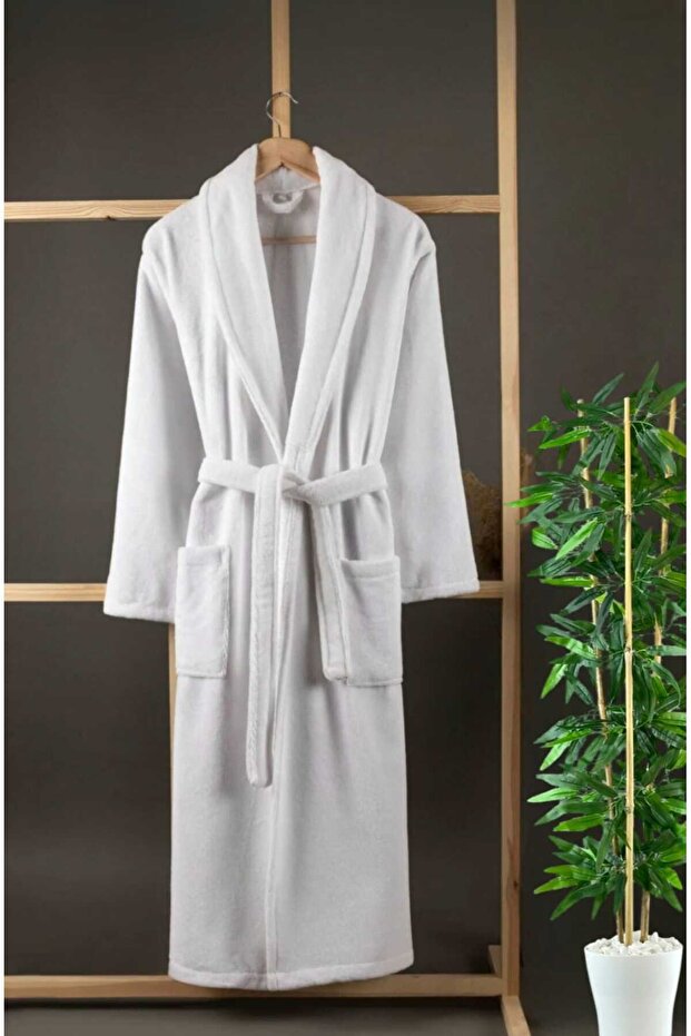 Cotton Soft Unisex Women'S, Men'S, Teenagers' Mayer Towel Bathrobe / White