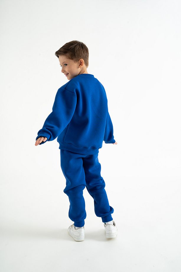 3 Iplik Içi Polarlı Oversize Çocuk Basic Sweatshirt - 4