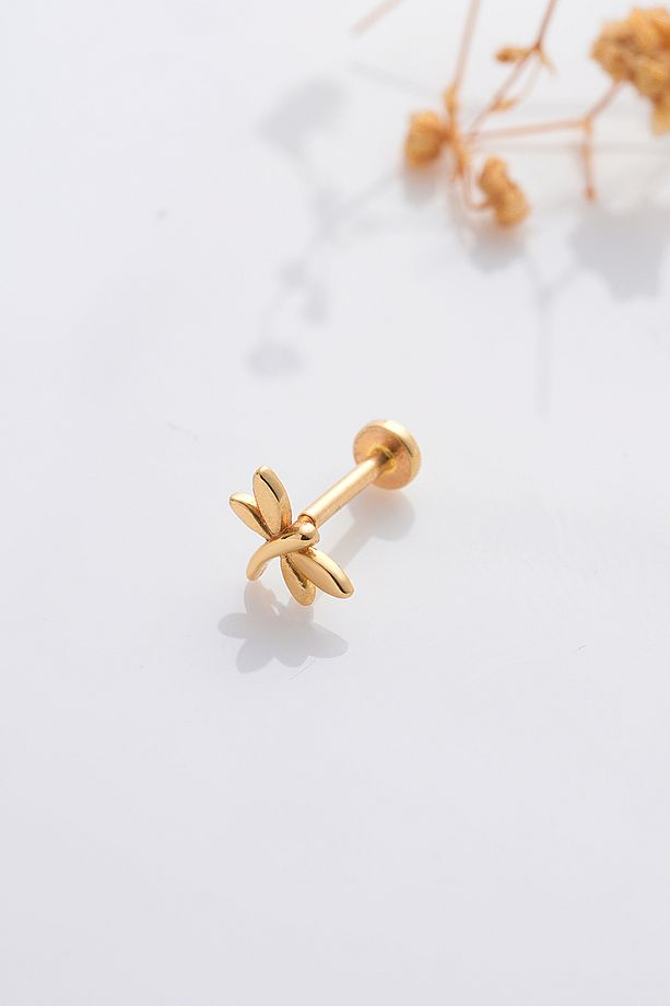 14 Ayar Altın Tragus Küpe Yusufcuk Vidalı - 3