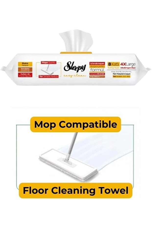 Easy Clean Mop Compatible Cleaning Wipes, 50 Sheets | Herbal Soap