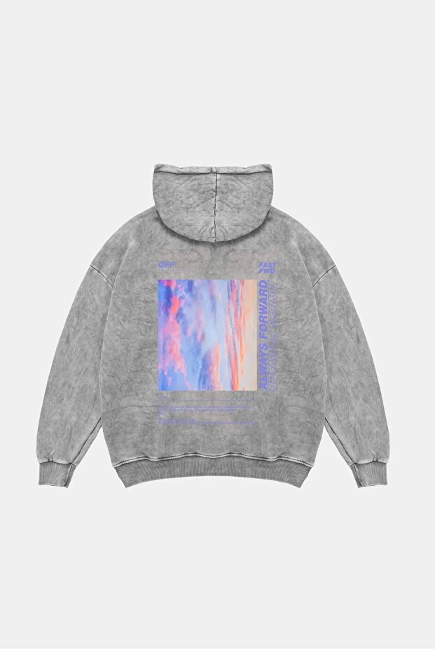 1989 Oversize Unisex Premium Washed White Hoodie with Back Print