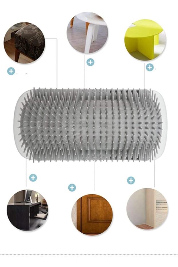 Cat Self Grooming Brush,Cat Scratcher Comb, Massage Toy with Catnip Pouch,for Hairballs (Set of 2) - 6