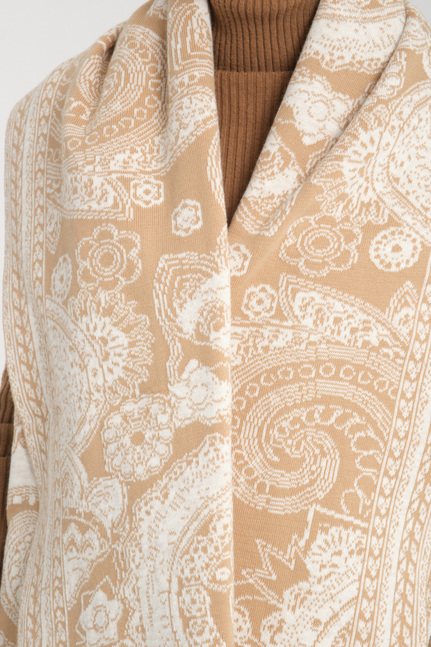 Ethnic Patterned Comfortable Knitwear Shoulder Shawl - Two-Way Use - 5