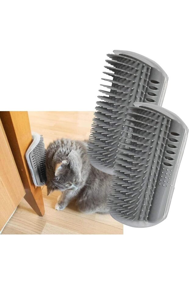 Cat Self Grooming Brush,Cat Scratcher Comb, Massage Toy with Catnip Pouch,for Hairballs (Set of 2) - 2