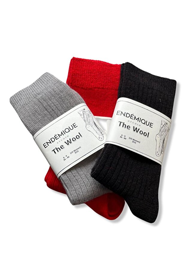 Endémique Studio The Wool VL Ruby Red-Kadın Çorap - 3