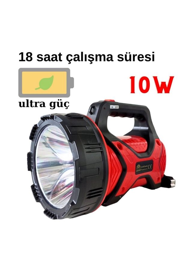 Ulatra Güçlü Uzun Mesafeli 18 Saat Çalışma 10w Ledli Projektör El Feneri Gk6671 - 1