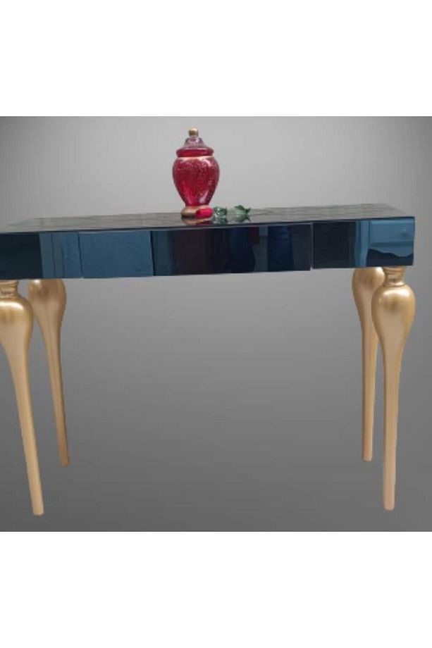 Dresuar 12616 Tombul Ayak Model Kayın Torna Mdf Tabla Parlak Gold Füme Cam Kaplam - 7