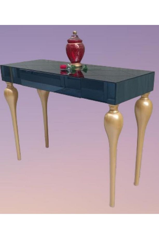 Dresuar 12616 Tombul Ayak Model Kayın Torna Mdf Tabla Parlak Gold Füme Cam Kaplam - 9