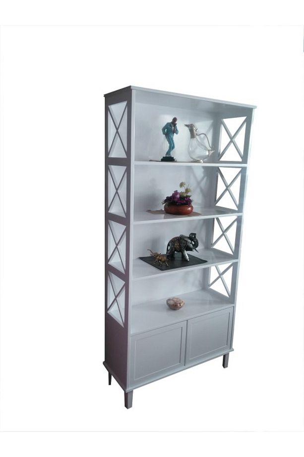 Kitaplık X 17614 Çapraz Yan Model Alt Kapak Raf Kayın Mdf Torna Parlak Beyz Lake - 1
