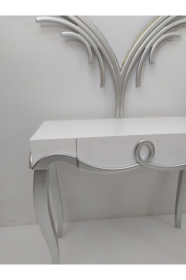 Dresuar 18301 Cnc Kabartma Model Kayın Aslan Ayak Beyaz Lake Şık Ayna El Yapım - 2