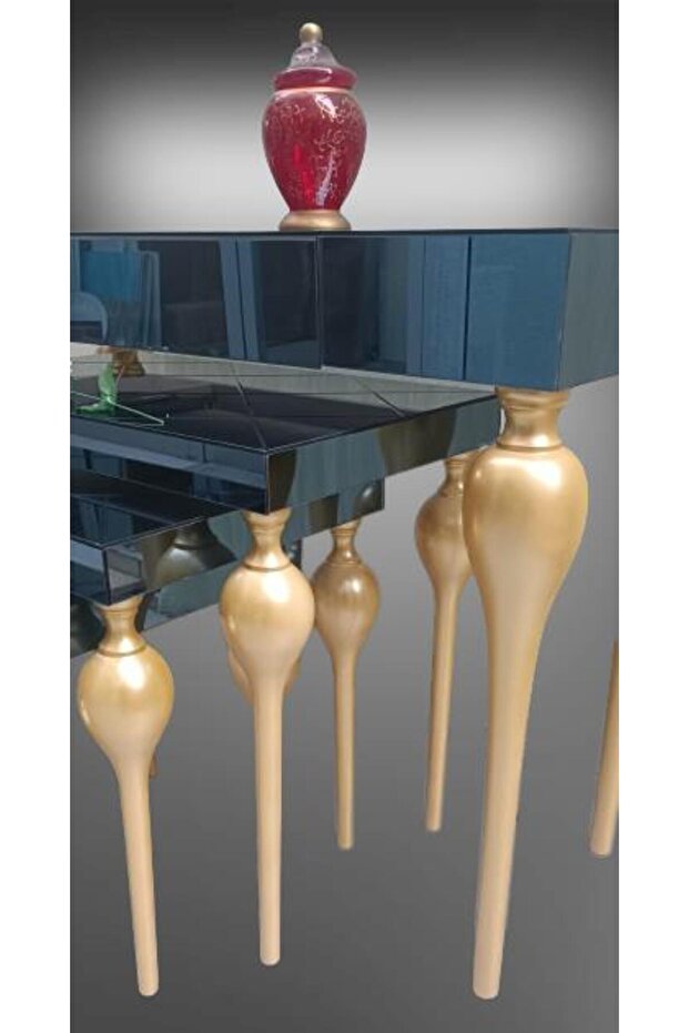 Dresuar-zigon 13671 Tombul Model Kayın Mdf Tabla Gold Füme Cam Kaplama El Yapım - 6