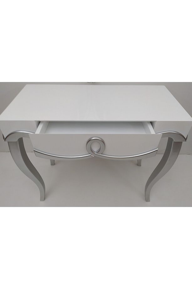 Dresuar 12453 Cnc Kabartma Kayın Aslan Ayak Mdf Tabla Ayna Parlak Beyaz Gümüş Gri - 7