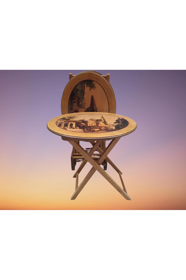 Çanta Zigon18207 Oval Resimli Klasik Model Kayın Ayak Parlak Ceviz Nature El Yapı - 9