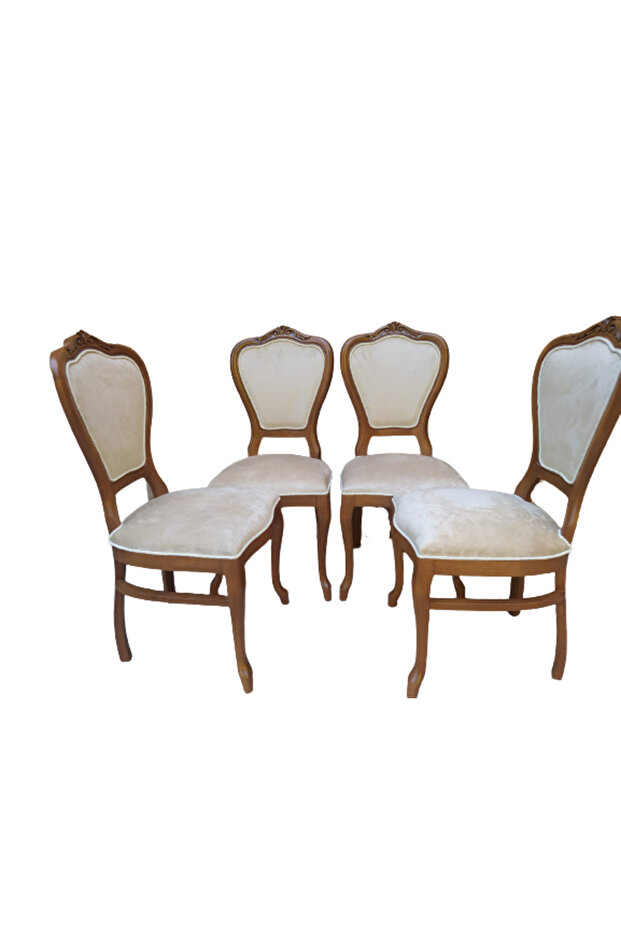 Sandalye 18485 Ceviz Klasik Model Kayın Aslan Ayak Oyma Ceviz Babayface Kumaş - 5