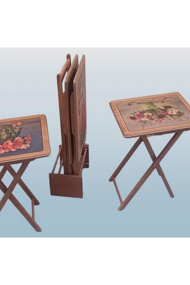 Çanta Zigon 90376 Dikdörtgn Resiml Model Sehpa Kayın Parlak Ceviz Natüre El Yapı - 1