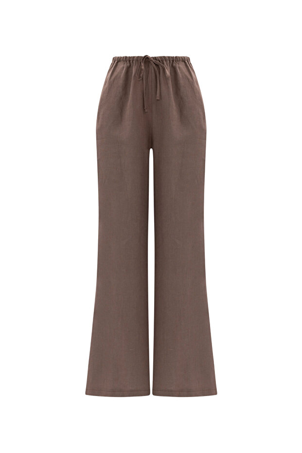 Elastik Bel Keten Pantolon - 7