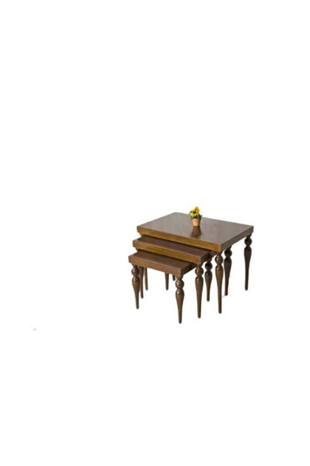 Zigon Osm 18531elit Model Sehpa Parlak Ceviz Kayın Torna Retro Balon Ayak Elyapı - 1