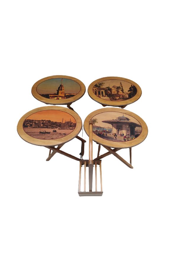 Çanta Zigon18207 Oval Resimli Klasik Model Kayın Ayak Parlak Ceviz Nature El Yapı - 1