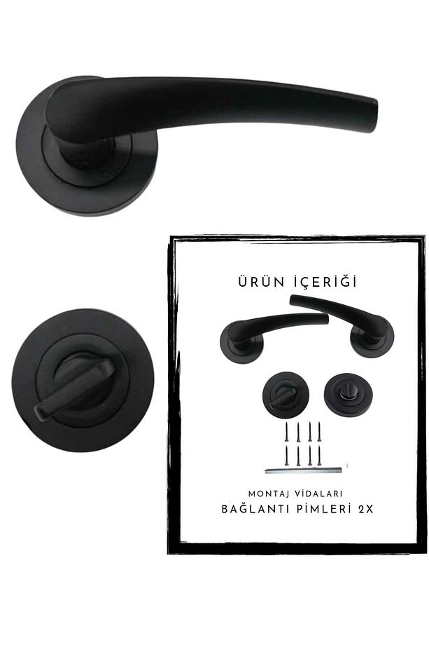 Kapı Kolu Lüks Bravo Siyah Çember Rozetli WC-Banyo - 1