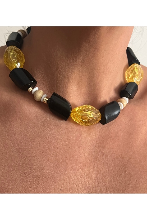 Design African Wood/Bone and Acrylic Beads Huge/Large Bohemian Necklace