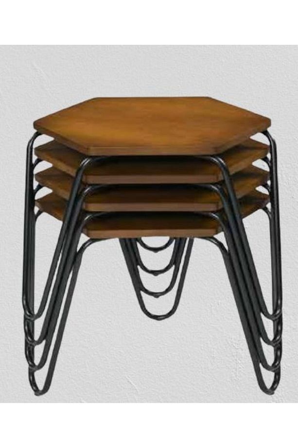 Zigon Osm 117940 Petek Model Metal Nikelaj V Ayak Ceviz Renk Tabla El Yapım - 4